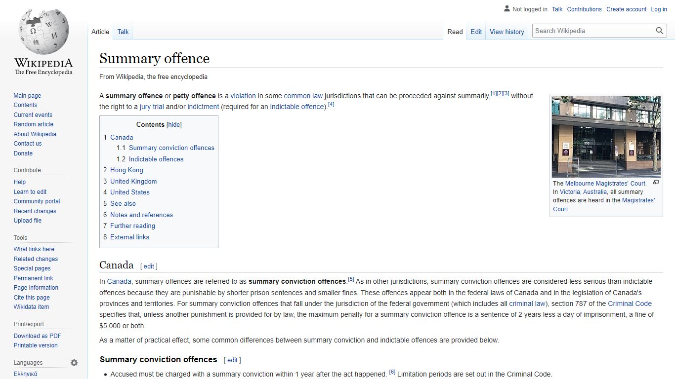 Summary offence - Wikipedia